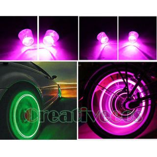   Motorcycle Wheel Tyre Tire Valve Caps Covers LED Lights Bulb Lamp Pink