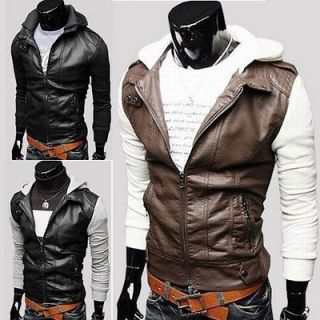 Mens Slim Top Designed Sexy PU Leather Short Jacket Coat 3color 4size 
