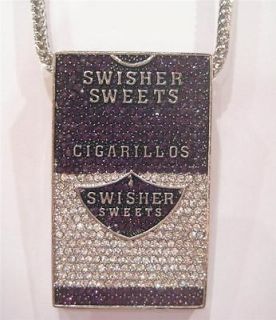 iced out swisher sweets piece pendant chain hip hop p