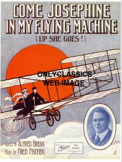 1910 wright biplane airplane aviation sheet music print time left