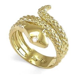 men s 18k yellow gold snake diamond eye serpent ring