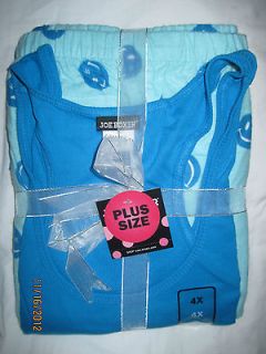   ladies plus size 4X blue tank/smiley face print flannel pajama set