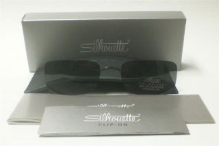silhouette clip on grey polarized eyeglasses auth 7638