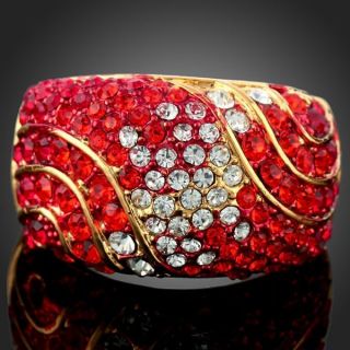 Arinna Simple Full Red Hyacinth Ruby Swarovski Crystals Finger Ring 