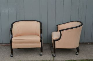 Mid Century Modern Pair of Dunbar baker Style Club Chairs Vintage 