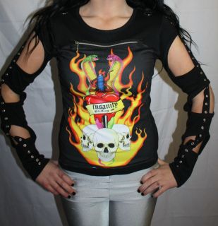 flames skulls snake ladies cut out long sleeve tshirt more