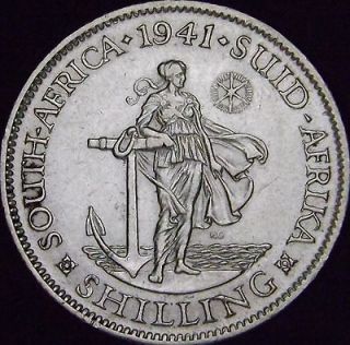 1941 XF+ South Africa Silver Shilling   KM# 28   