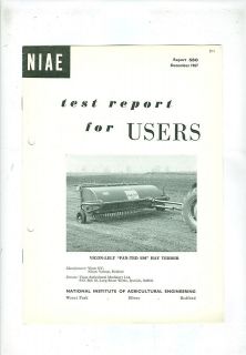 NIAE TEST REPORT   VICON LELY FAN TED E91 HAY TEDDER (1967)