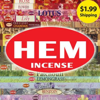   HEM Incense Sticks   8 Sticks per box   *$1.99 FLAT RATE SHIPPING