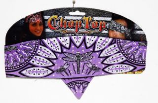 headband doo wrap biker purple dragonfly crystal bling