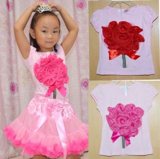 Girls Kids Flower Pettitop For Pettiskirt Tutu S1 8Y Baby T shirt Tank 