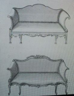 Sofa Designs by Thomas Chippendale, 18th Century, Magic Lantern Glass 