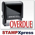 OVERDUE Ideal 4912 (Ideal 80) Red Self Inking Rubber Stamp