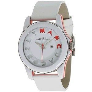 Marc By Marc Jacobs Icon Stripe and White Leather Band Watch MBM4010