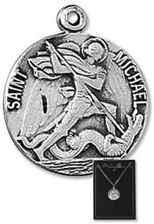 Needzo Solid Patron St Saint Michael Pewter Chain Pendant Medal 