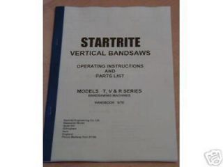 startrite vertical bandsaw manual models t v r time left