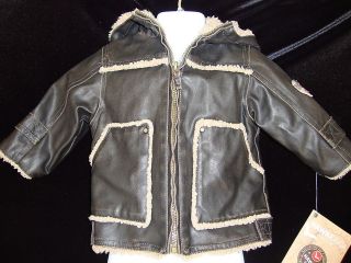 NEW NWT $55 Boys 12 Month Hawke Outfitters & Co Leather Coat Bomber 