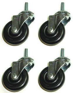   Swivel Stem Casters with 3 Hard Wheels and 1/2 Coarse Threaded Stem