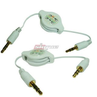 2X Car audio aux Auxiliary Retractable Cable 3.5mm For Car  iPod 