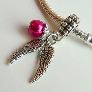   Wings Charm with Choice of Color in Pearl or Crystal for bracelet