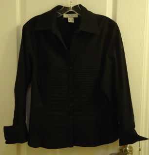 nexx black long sleeve cotton stretch blouse size m euc