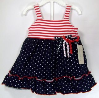 Sophie Rose Star & Stripe Knit Patriotic Sundress Baby Girls Size 6 