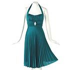 NWT~SPEECHLESS Sexy Pleated Satin Halter Party Dress~Deep Teal~Size M