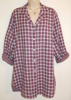 MARKS & SPENCER LONG SLEEVES with BUTTON TABS PURPLE PLAID LONG SHIRT 