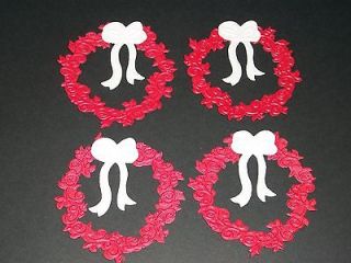 Die cut Disney Rosebud Design Four Wreathes Red Shimmer Cuttlebug 