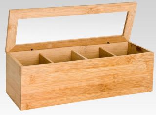   Tea Box 4 Sections Compartments Container Bag Caddy Chest Storage