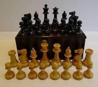 Antique Carved Boxwood Staunton Style Weighted Style Chess Set c.1910