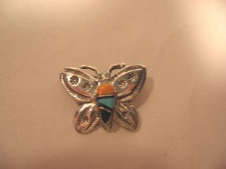 pin butterfly zuni sterling silver native american brooch inlaid stone