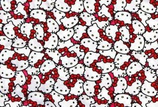 hello kitty packed faces on pink fabric fat quarter time