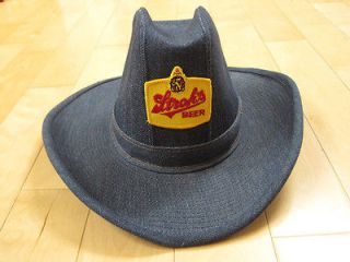 NEVER WORN 70s 80s vintage STROHs BEER DENIM STETSON cowboy hat 