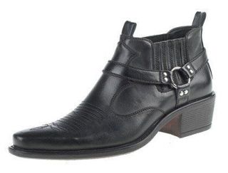 Mens US BRASS WAYNE cowboy boots with cuban heel BLACK sizes UK 6 to 