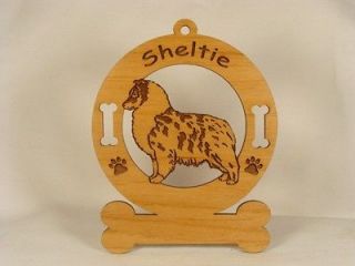 3934 Sheltie BluMerle Pup Dog Ornament Personalized With Your Dogs 