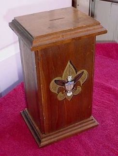 Boy Scouts of America BSA Large Hand Made Wooden Donation Coin Box or 