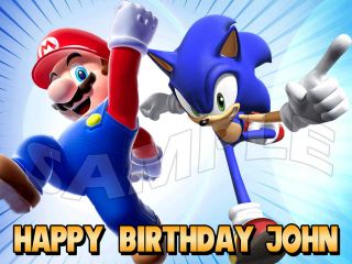 Super Mario and Sonic the Hedgehog Edible Cake Image Topper Decoration 