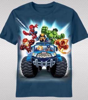 NEW Marvel Super Hero Squad Hulk Thor Spider Man Poster Boy Kids T 