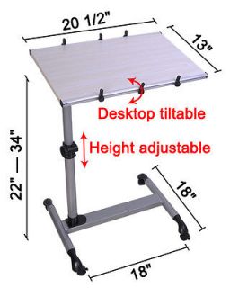 Adjustable Food Tray Rolling Hospital Over Bed Laptop Table TV