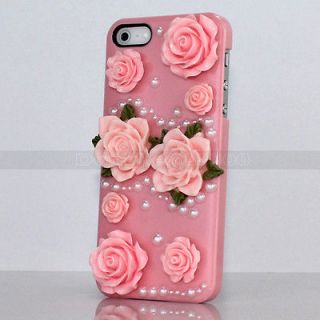 Pink Pretty Glossy Roses Flowers Sweet Pear For iPhone 5 5G Skin Back 
