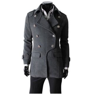   Coat Double Breaste​d Jacket Pea Coat Black Gray Camel US S L MWF004