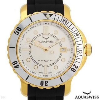 aquaswiss watch mens 18k gold plated with date time left