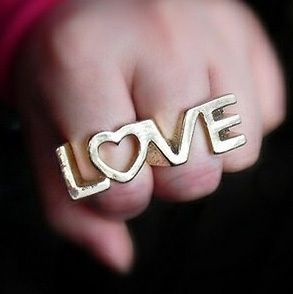 New Hot Fashion Letter LOVE Two Finger Double Fingers Bronze Ring 
