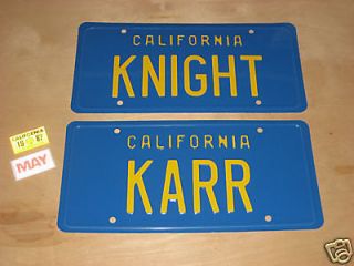 Knight Rider *Metal Stamped* KITT & KARR License Plate Combo & Sticker 