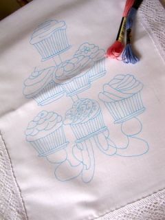 ready to embroider table runner with cup cakes  12 88 buy 