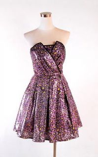 betsey johnson sequin leopard runway dress size 2 purple