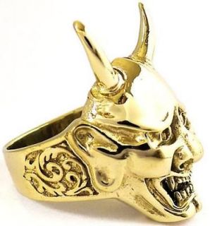 japan japanese oni horn demon devil gold ring sz 8