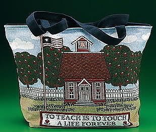 NEW TEACHERS LARGE TOTE To Teach Is To School Embroidered Book 