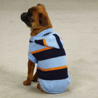 SMALL toy yorkie BLUE KNIT DOG HOODIE SWEATER clothes apparel XS 